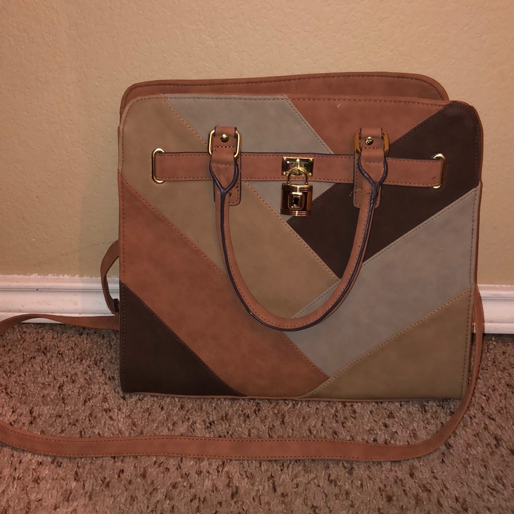 Adjustable suede strap purse